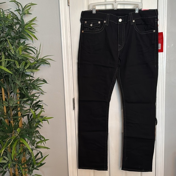 True Religion Ricky black Relaxed Straight denim jeanss NWT 40/34 - Picture 4 of 9